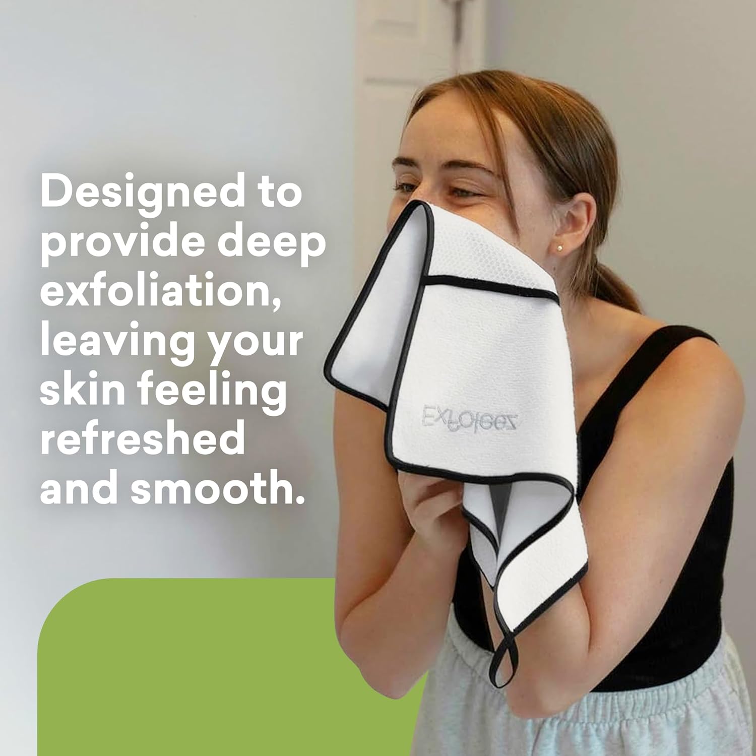 Exfoliating Washcloth – Rip-Resistant Dual-Sided Scrubbing Towel for Face & Body – Soft Body Cloth Exfoliator for Shower & Bath – Washable with Hanging Loop – Black (3 Pack)