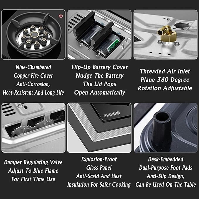Estufa de Gas 2 Puestos 5.2KW con Temporizador y Vidrio Templado miniatura 7