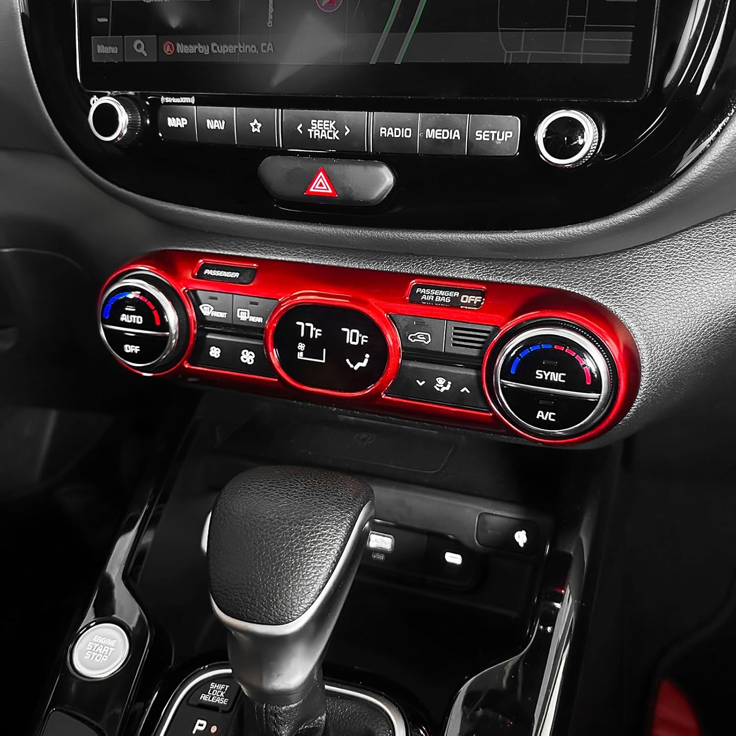 Climate Control Panel Trim Cover Compatible with Kia Soul 2020-2026 Accessories (Red)