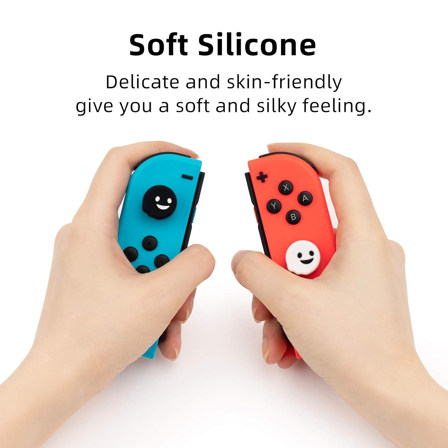 GeekShare 4PCS Cute Ghost Thumb Grip Caps,Soft Silicone Joystick Cover Compatible with Nintendo Switch/OLED/Switch Lite - Black&White