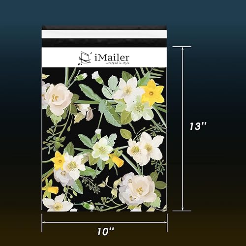 Miniatura 5 de Sobres de polietileno a cuadros negros de 10 x 13 pulgadas, 100 unidades + 100 sobres de paquete de flores negras, bolsas de envío por correo con