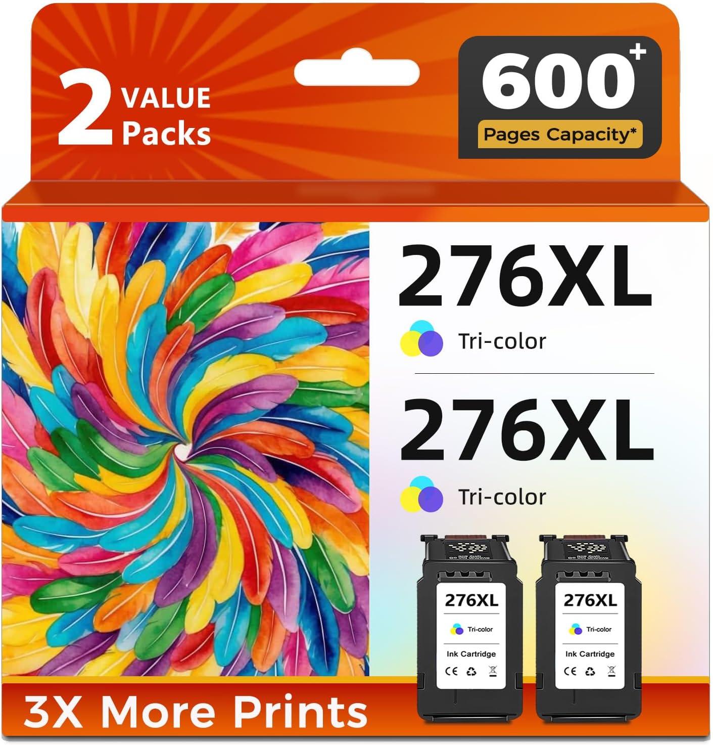 276XL Ink Cartritages Replacement for Canon 276 XL CL-276 CL276 Color Combo Cartritage (Tricolor 2-Pack) Work for TS3700 TS3722 TS3522 TR4700 TR4720 TR4722 TS3500 TS3720 TR4723 TR4725 Printers