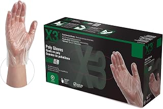 AMMEX Embossed Polyethylene Disposable Gloves - Clear, 1 Mil, Food Service, Large, Box of 500