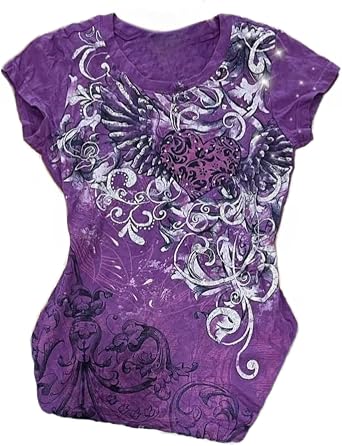 Emo Grunge Shirts Y2k Goth Short Sleeve Tops 2000s Harajuku Fashion Mcbling Vintage Graphic Streetwear Women Tops