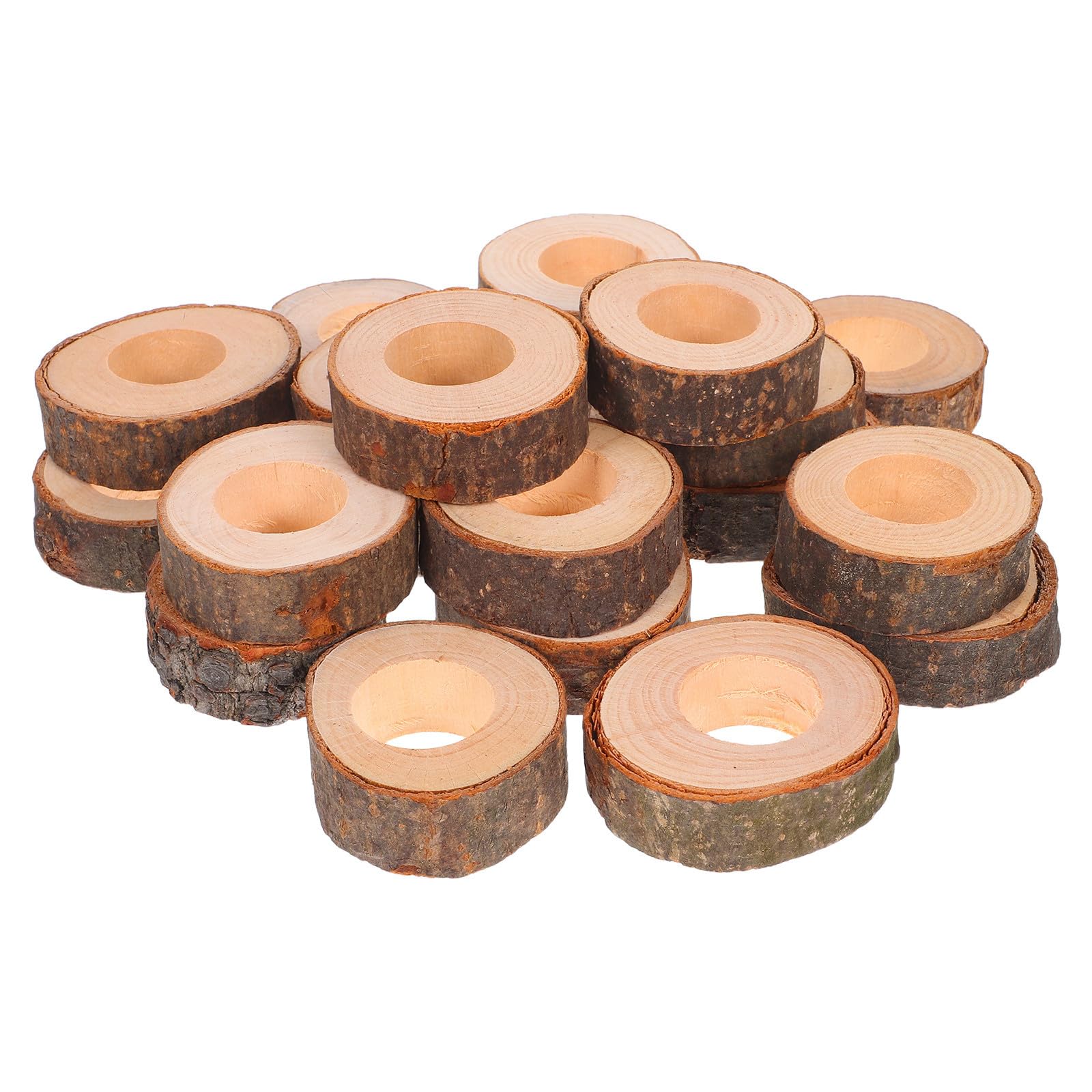 60 Piezas Servilleteros de Madera Rústicos para Mesa, Cenas y