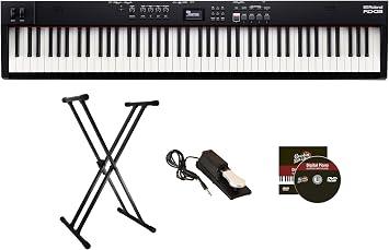 Roland RD-08 88-Key Stage Piano - Black Bundle with Adjustable Stand, Sustain Pedal, Online Piano Lessons, and Austin Bazaar Instructional DVD