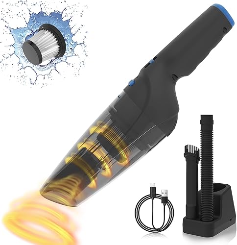 Aspiradora de mano inalámbrica, aspiradora de mano portátil ligera, recargable con base de carga, 20 minutos de funcionamiento, aspiradora de mano