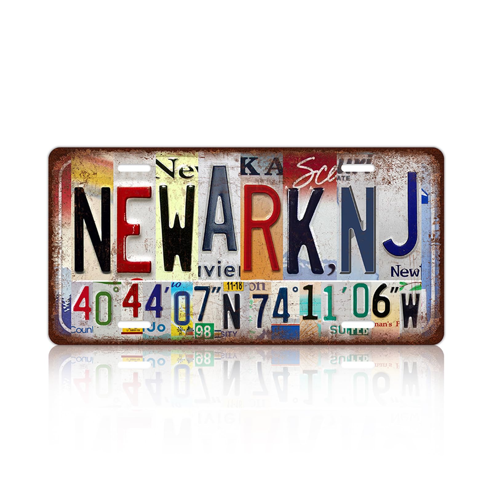 JBYMsign Vintage City Wall Decor Newark,Nj License Plate Metal Sign Tin Signs Poster