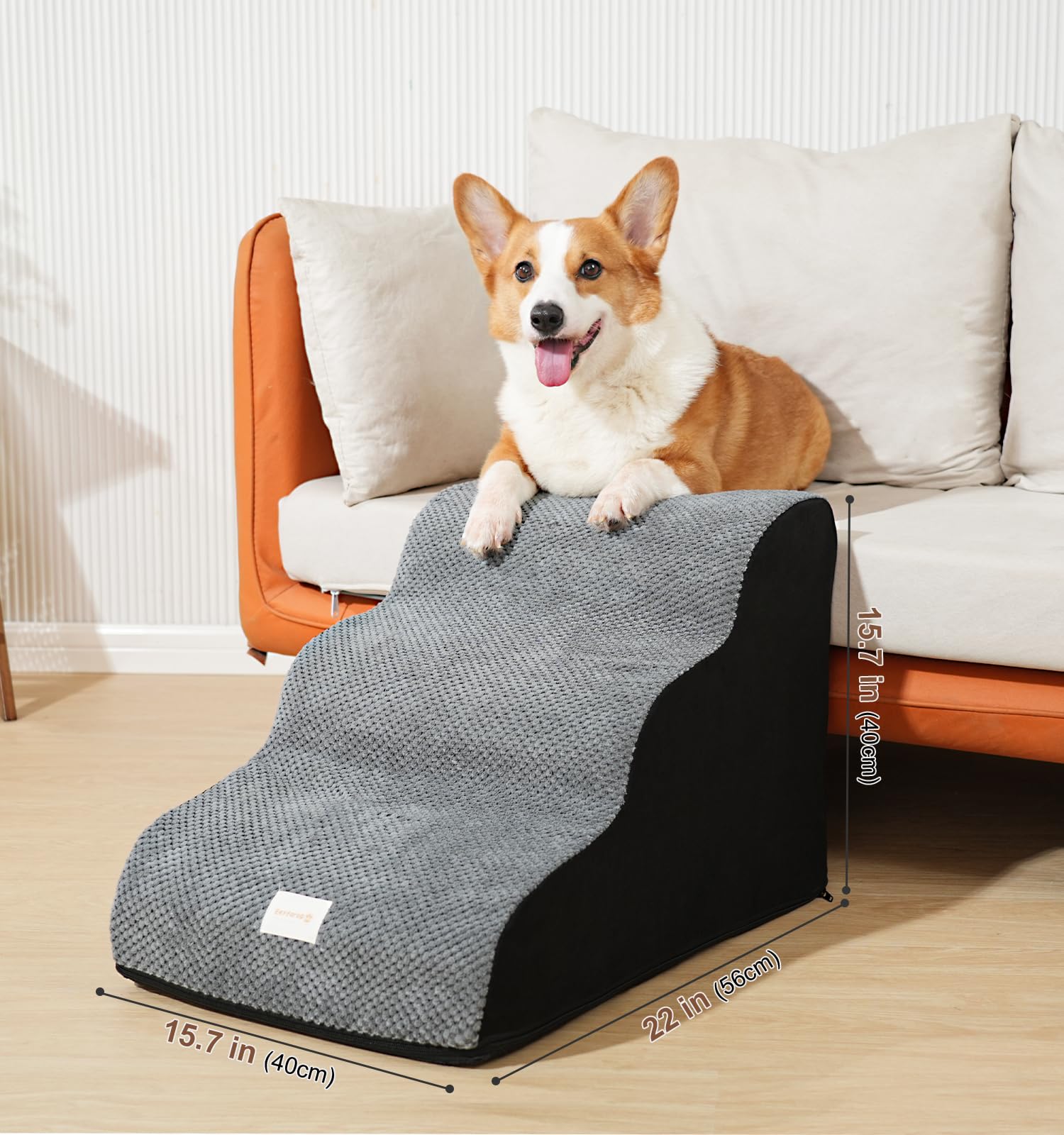 Waterdichte Hondentrap 40 Cm Hoog Antislip 3 Treden Huisdiertrap, Hondenloopplank Van Schuim Met Hoge Dichtheid For Bank, Bank, Kattentrap Met Wasbare Hoes (Color : D, Size : 2 Steps