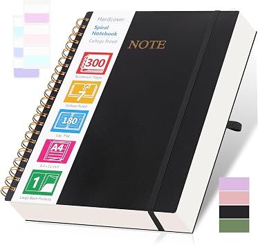 Spiral Notebook 8.5" x 11", College Ruled Notebook for Work School Notes