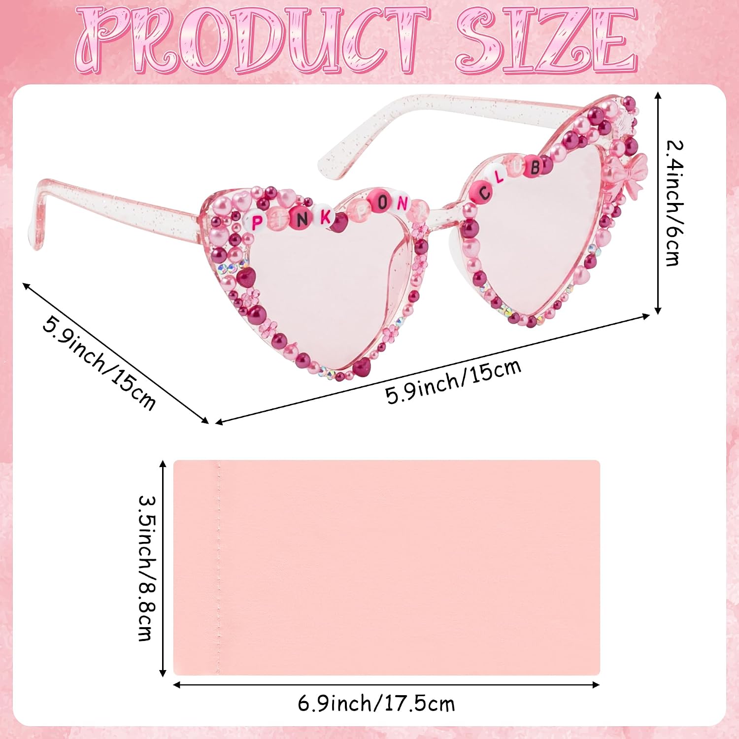 PANTIDE Bride To Be Sunglasses - Rhinestone Pearl Heart Shaped Sunglasses, Bachelorette Party Engagement Gift image 2