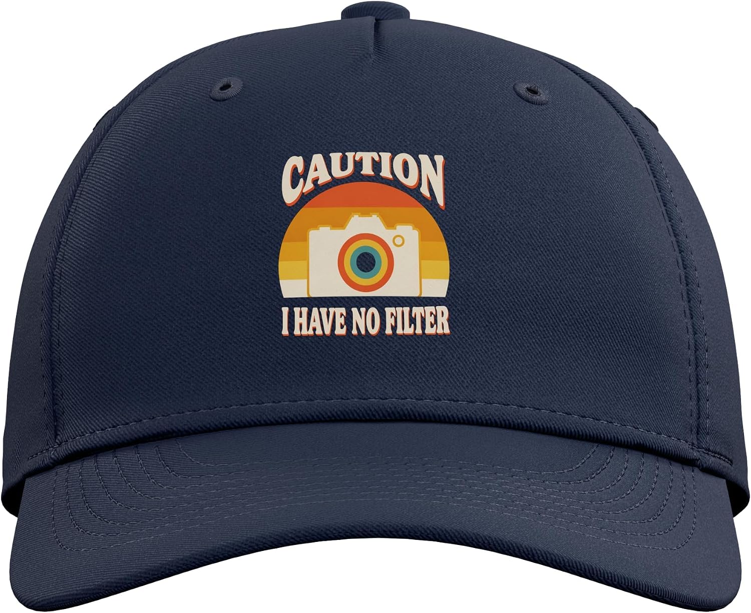 Caution I Have No Filter Retro Vintage Camera Sarcastic Adjustable Baseball Hat image 2