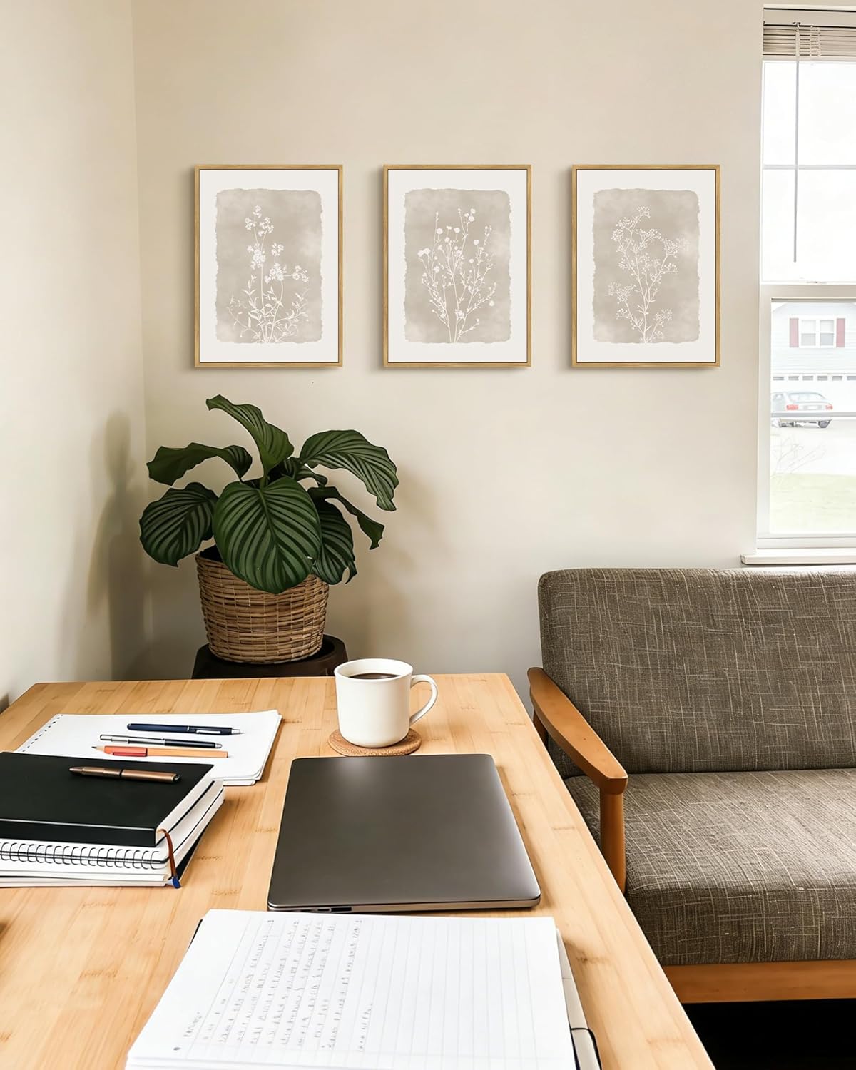 Drsoum Botanical Flower Wall Art Framed Vintage Floral Wall Prints Wildflower Neutral Rustic Bohemain Artwork Farmhouse Bedroom Ready to Hang 11x14in Natural Framed