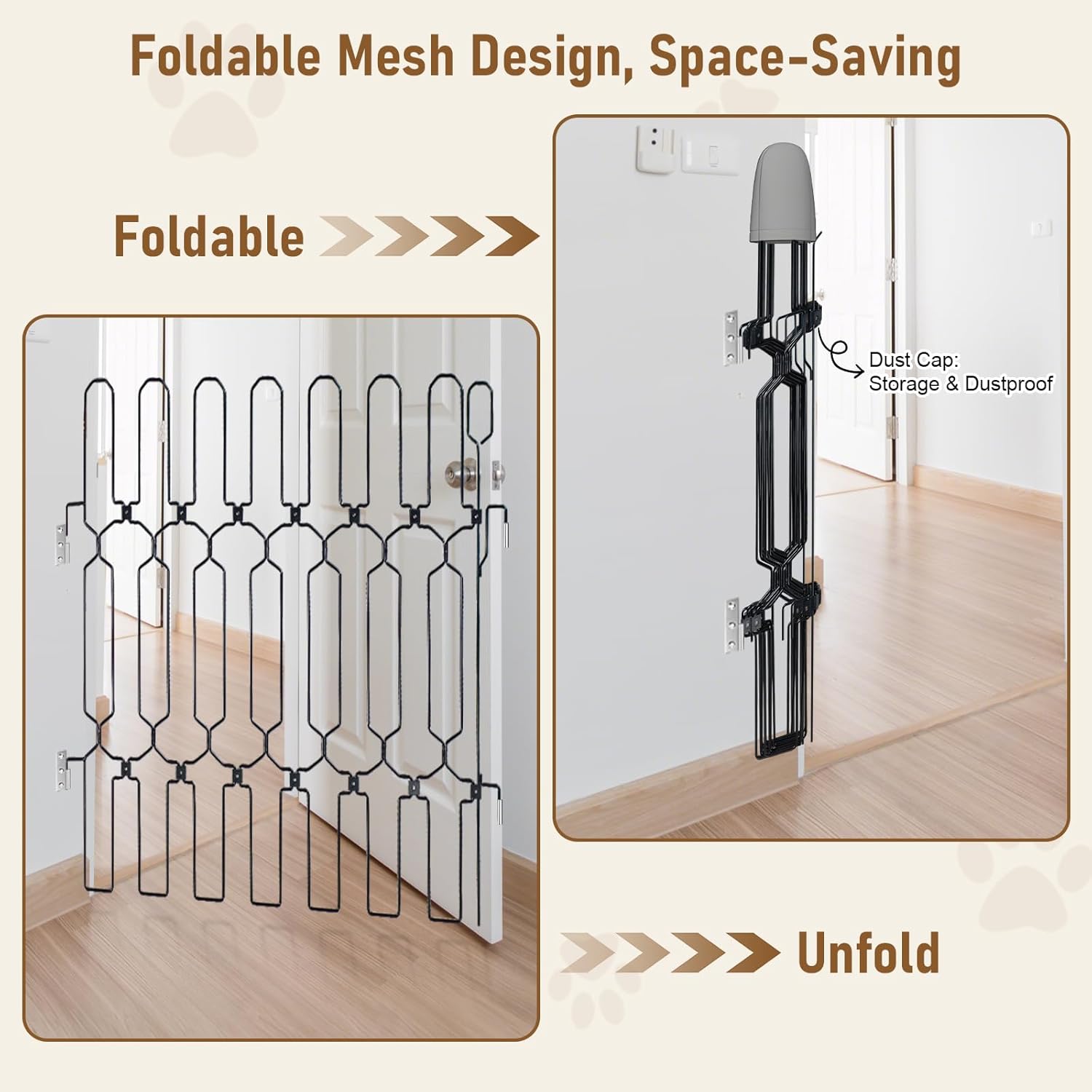 Front Door Dog Gate Retractable, Metal Retractable Dog Gate for Front Door - Overside Wide Barrier Up to 35.43Inches, Easy Mount with Space-Saving Foldable Design