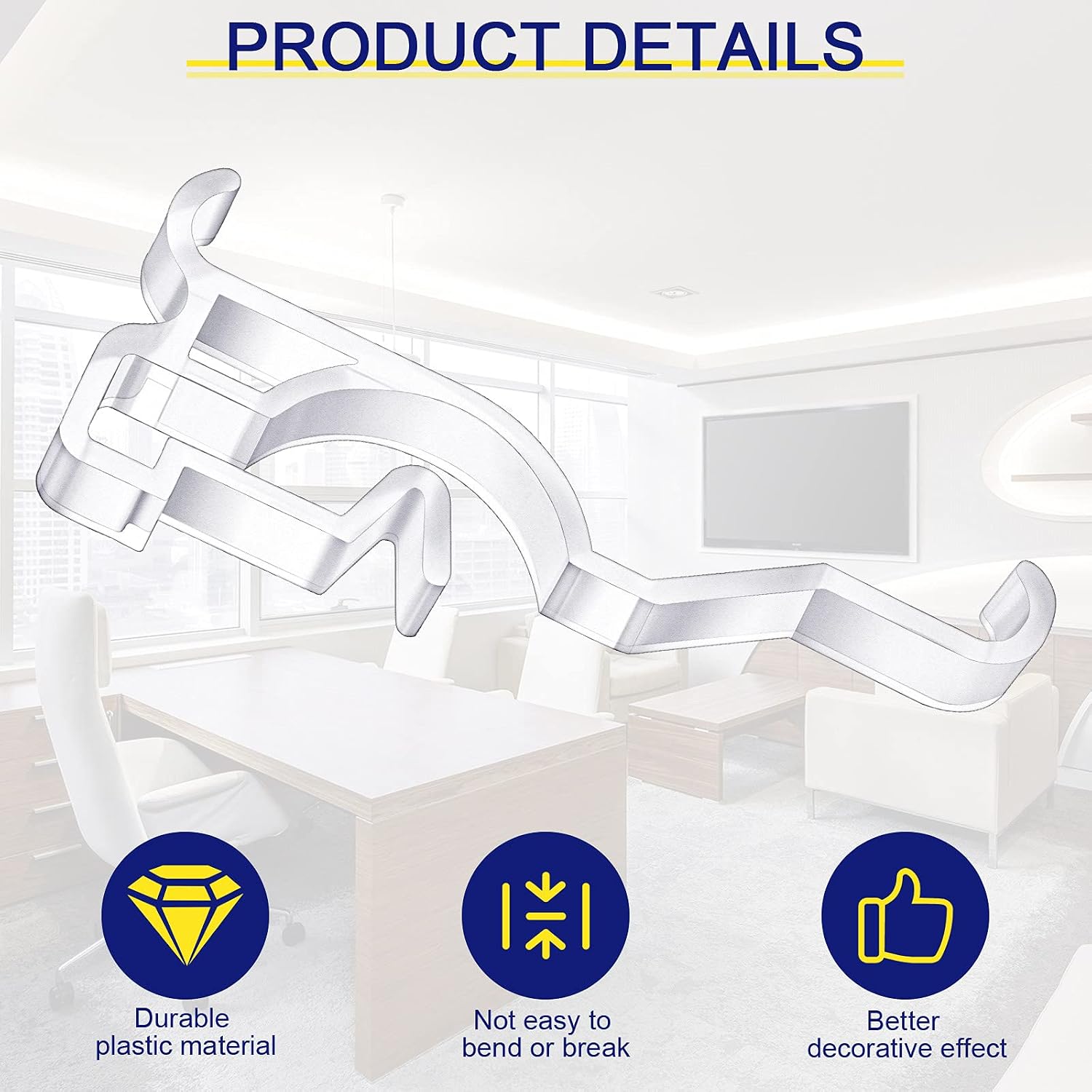 Valance Clips 2.5 Inch Arc-Shaped Window Valance Clips Clear Plastic Valance Retainer Clips Blind Valance Clips Hidden Valance Clips (30 Pieces)