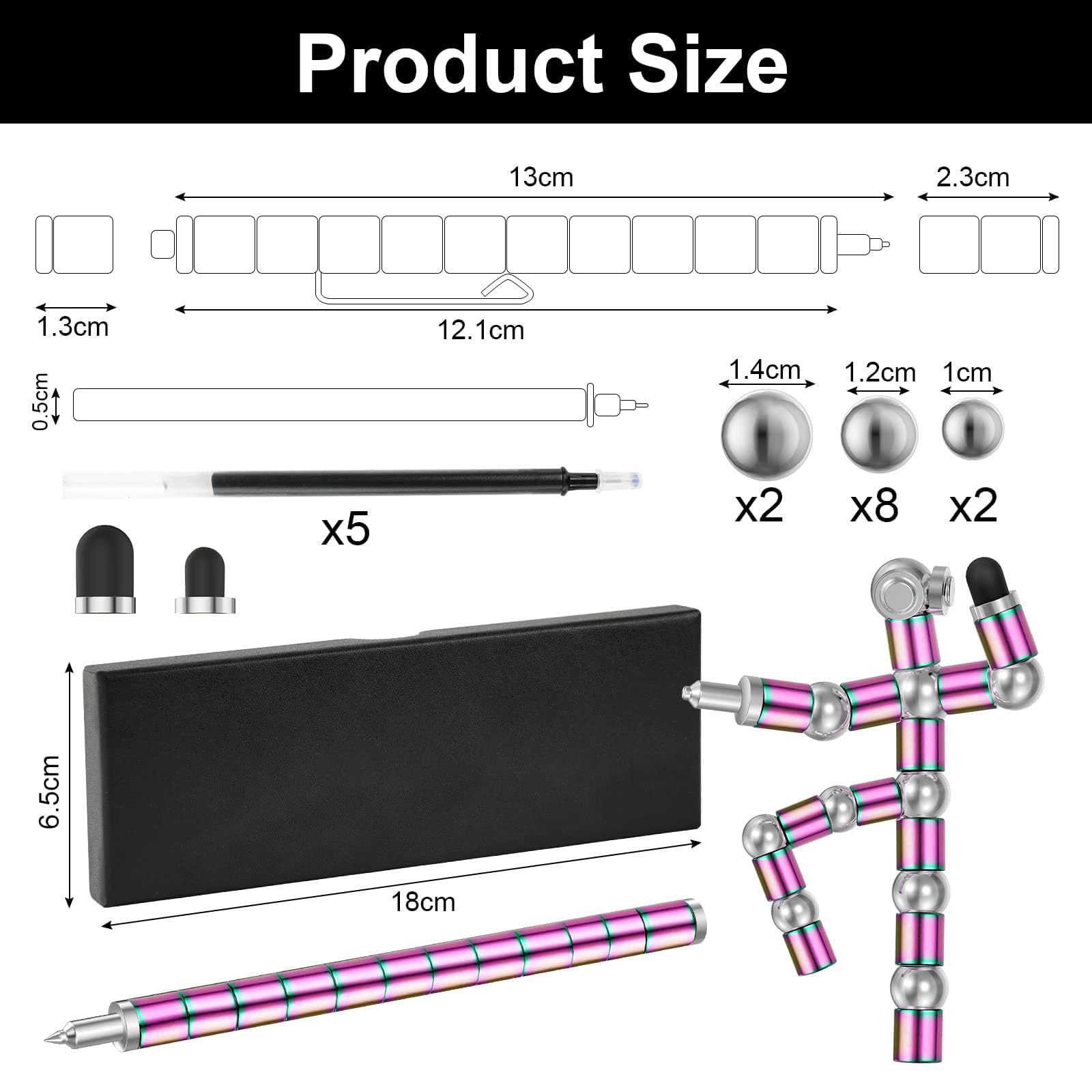 OSDUE Fidget Pen, wielofunkcyjny długopis magnetyczny prezent dla mężczyzn i dzieci, pomysły na prezent na Dzień Ojca i Wielkanocny