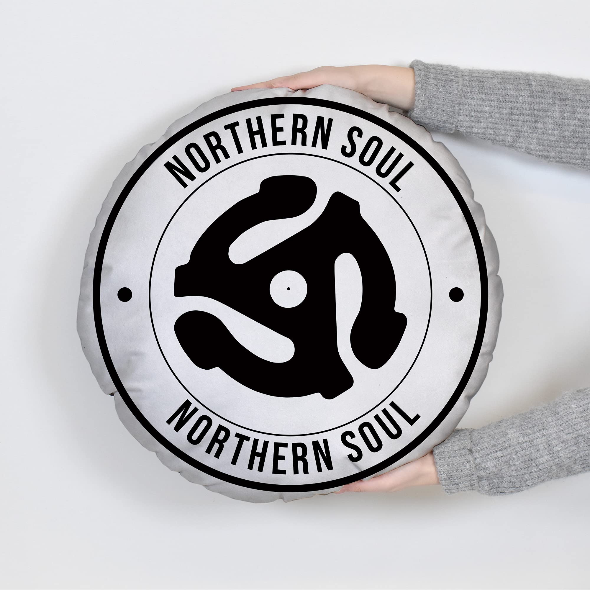 L&S PRINTS FOAM DESIGNS Northern Soul - Record Spindle - Round Cushion (24")