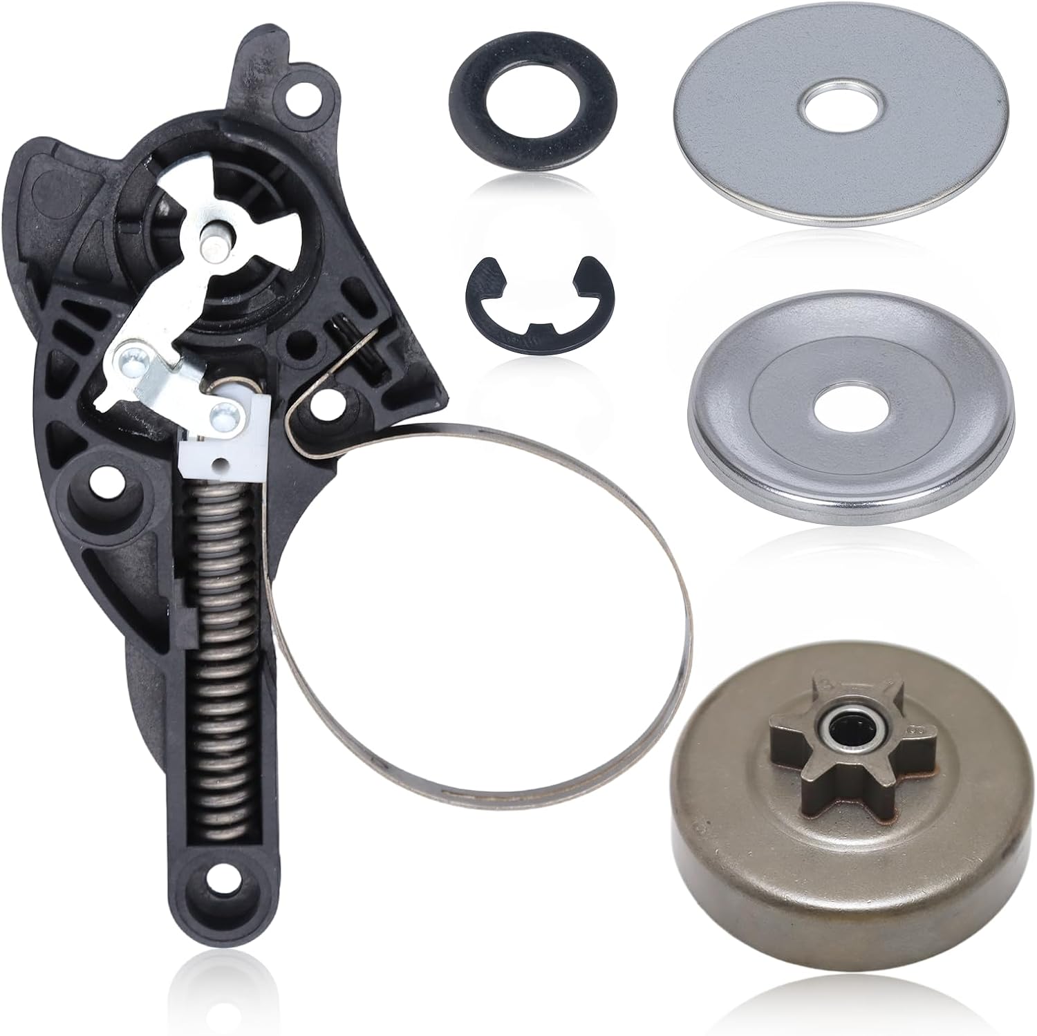 HAISHINE 3/8 Sprocket Clutch Drum for Poulan P3314 P3416 P3816 P3818 P3818AV P4018 P4218 Chainsaw, P3314 Clutch Drum with Chain Brake Clutch Washer Kit Replace 530057905, 501628301, 530071893