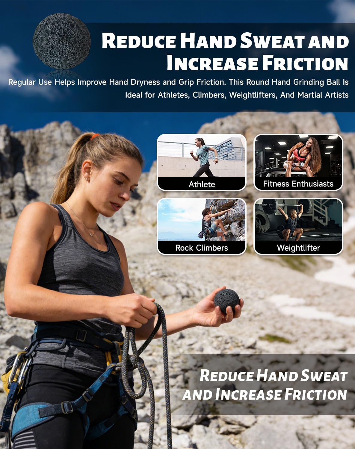 Callus Ball for Hand, Moon Grip Ball Callus Rock, Skin Conditioning Callus Building Grip Training Fidget, Rock Climbing Grip Trainer, Anti-Sweat Grip Strengthener