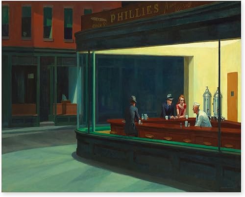 CLOUD NINE PRINTS Nighthawks Art, impresión vintage de Edward Hopper, arte de pared oscuro de la ciudad de Nueva York, decoración de restaurante de