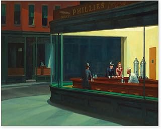CLOUD NINE PRINTS | Nighthawks Art, Vintage Edward Hopper ArtWork - Dark New York City Wall Art, Diner Restaurant Decor, Realism Modern Art Print (5x7 Print - Unframed)