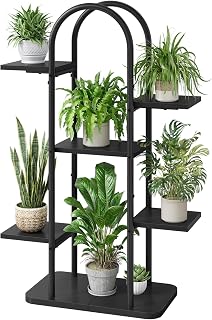 Gewudraw Plant Stand Indoor, 6-Tier Metal Plant Shelf, Black