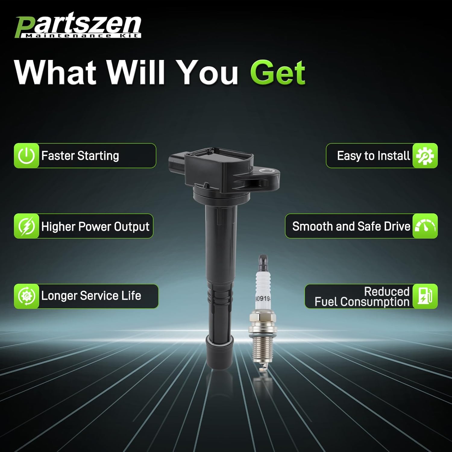 UF583 Ignition Coil Pack 4 pcs and Iridium Spark Plugs for Acura RSX Honda Accord Civic CR-V Element 2002-2011# UF311 9807B-561BW