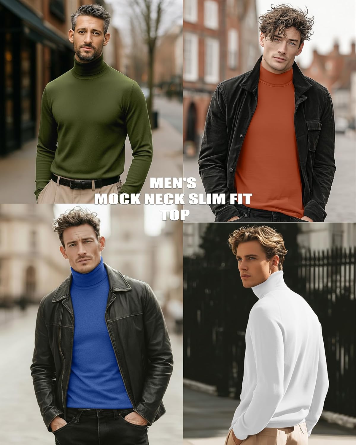 7 Pack Mens Big and Tall Turtleneck Shirts Long Sleeve Crewneck Top Plus Size Loose Fit Shirt - Image 2