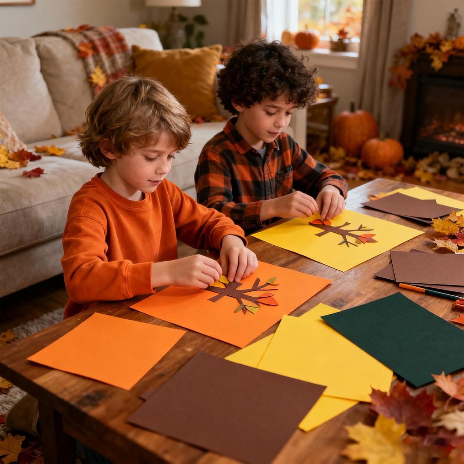 100 Sheets Fall Cardstock Yellow Brown Red Paper Autumn Warm Color Card Stock Collection for Invitations Greeting Cards Making Fall Harvest Thanksgiving Crafts Posters Scrapbook, 5 Colors