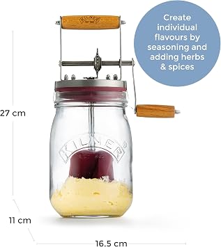 Kilner Vintage Glass Butter Churn; Delicious Homemade Butter in as Little as Ten Minutes; Large 34-Fluid Ounce Capacity Butter Churner, 1 EA
