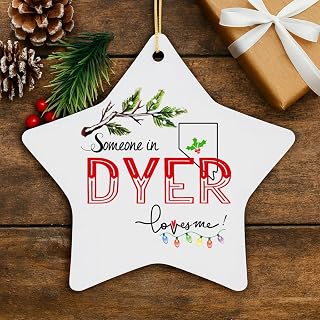 Christmas Ornament Tree 2025 Someone in Dyer Nevada Loves Me Holiday Hanging Decoration for Long Distance Family and Present Souvenir Keepsake Star Ornament 3.25 inches White