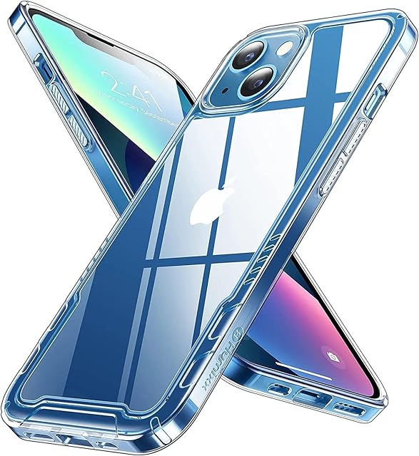 Humixx [5 in 1] Ultra Clear for iPhone 13 Case, with 2X Screen Protector + 2X Lens Protector, [Non-Yellowing] [10 FT Military Drop Protection] Slim Protective Airbag Phone Case 6.1" - Crystal Clear