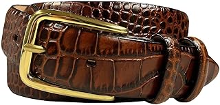 Andrew/Armando - Dress Belt Solid Brass Buckle (Gold & Silver) Genuine Full-Grain Cowhide Leather Belt 1-1/8"(30mm) Wide