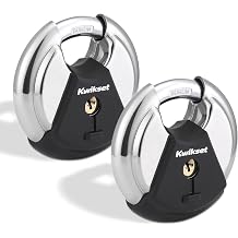 Kwikset Discus Padlock with Boron Carbide Shackle, 3-1/8" Body, 2-Pack