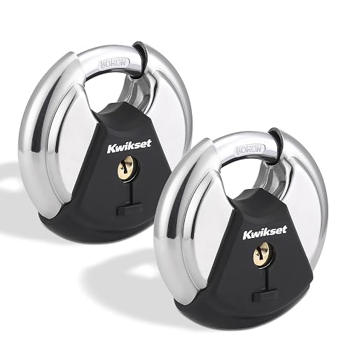 Kwikset Discus Padlock with Boron Carbide Shackle, High Security Outdoor