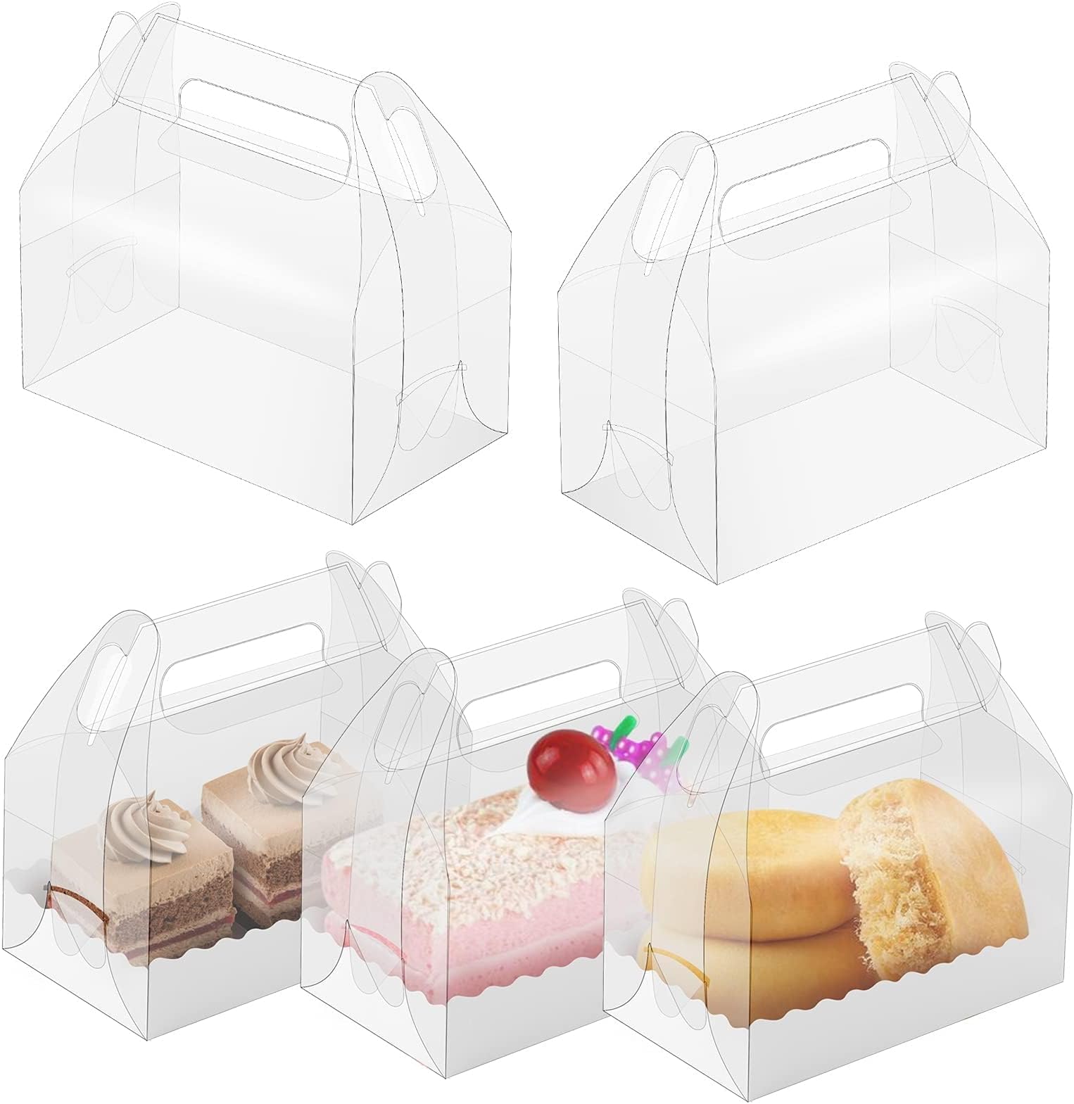 Clear Gable Bakery Gift Boxes,Candy Treat Gift Box with Cardboard,Transparent Party Favor Boxes,Clear Plastic Boxes,Gift Packing for Pastry Dessert Cookies Birthday Holiday Wedding (15 PCS Clear)