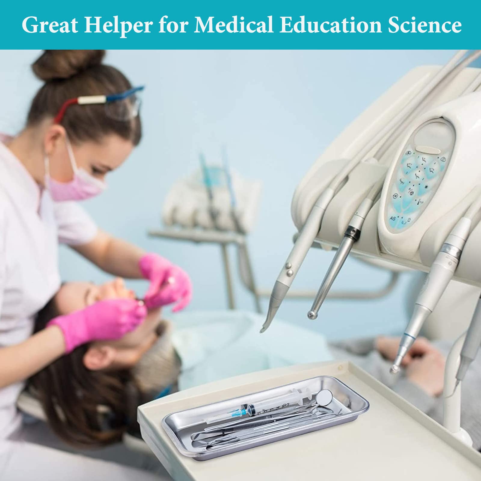 Set 4 Vassoi In Acciaio Inox Per Strumenti Medici/Dentali - 22,5x12 Cm, Ideali Per Laboratori - Foto 4