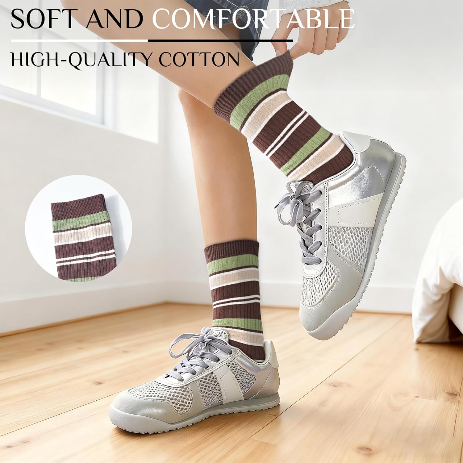 Women's Crew Socks, Polka Dot Cute Socks Athletic Casual Novelty Calf Socks for Women - Image 5