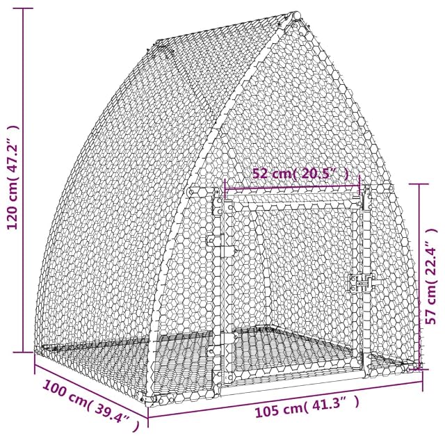 Foto 3 de 8 de vidaXL Conejera Acero galvanizado Plateado 105x100x120 cm