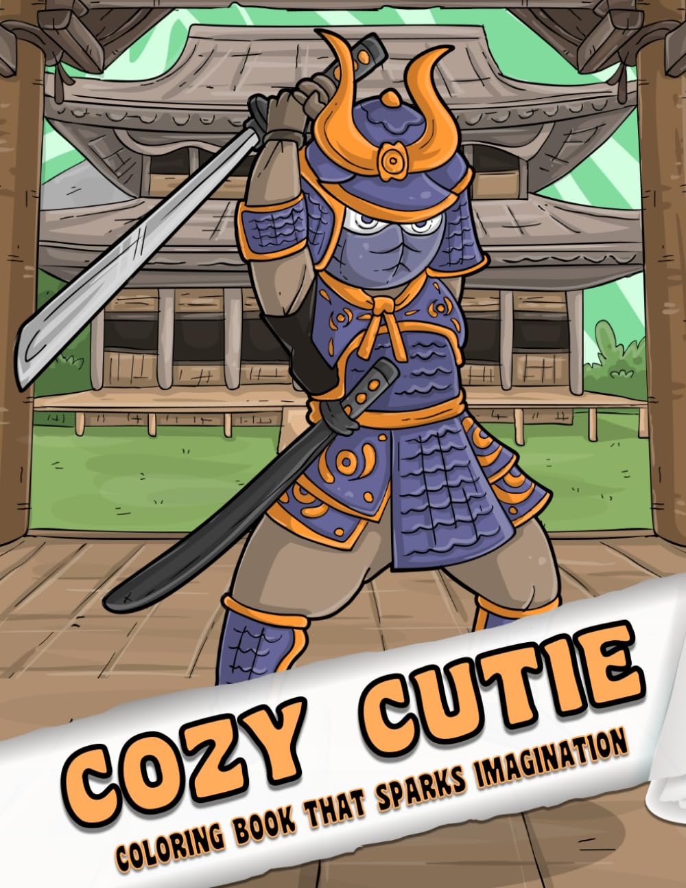 Cozy Cutie: Coloring Book for Adults and Kids, Simple and Big Designs for Stress Relief and Relaxation with Adorable Samurai Characters