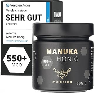 maorika - Manuka Honig 550 MGO + 250g im Glas (lichtundurchlässig, kein Plastik) - laborgeprüft, zertifiziert aus Neuseeland