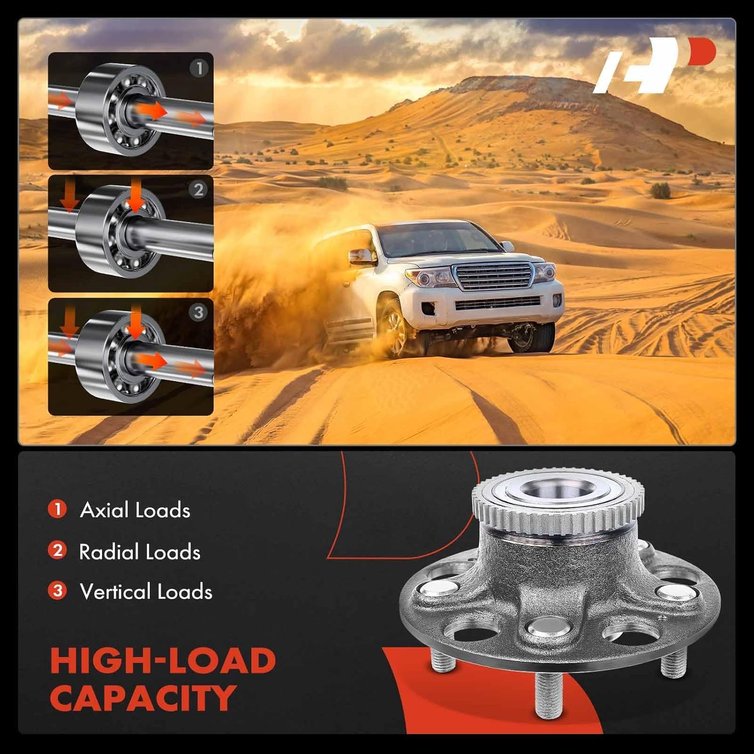 A-Premium Rear Wheel Bearing and Hub Assembly with ABS Ring & 5-Lug Compatible with Honda Civic (Si Model) 2004-2005 & Acura RSX 2002-2006