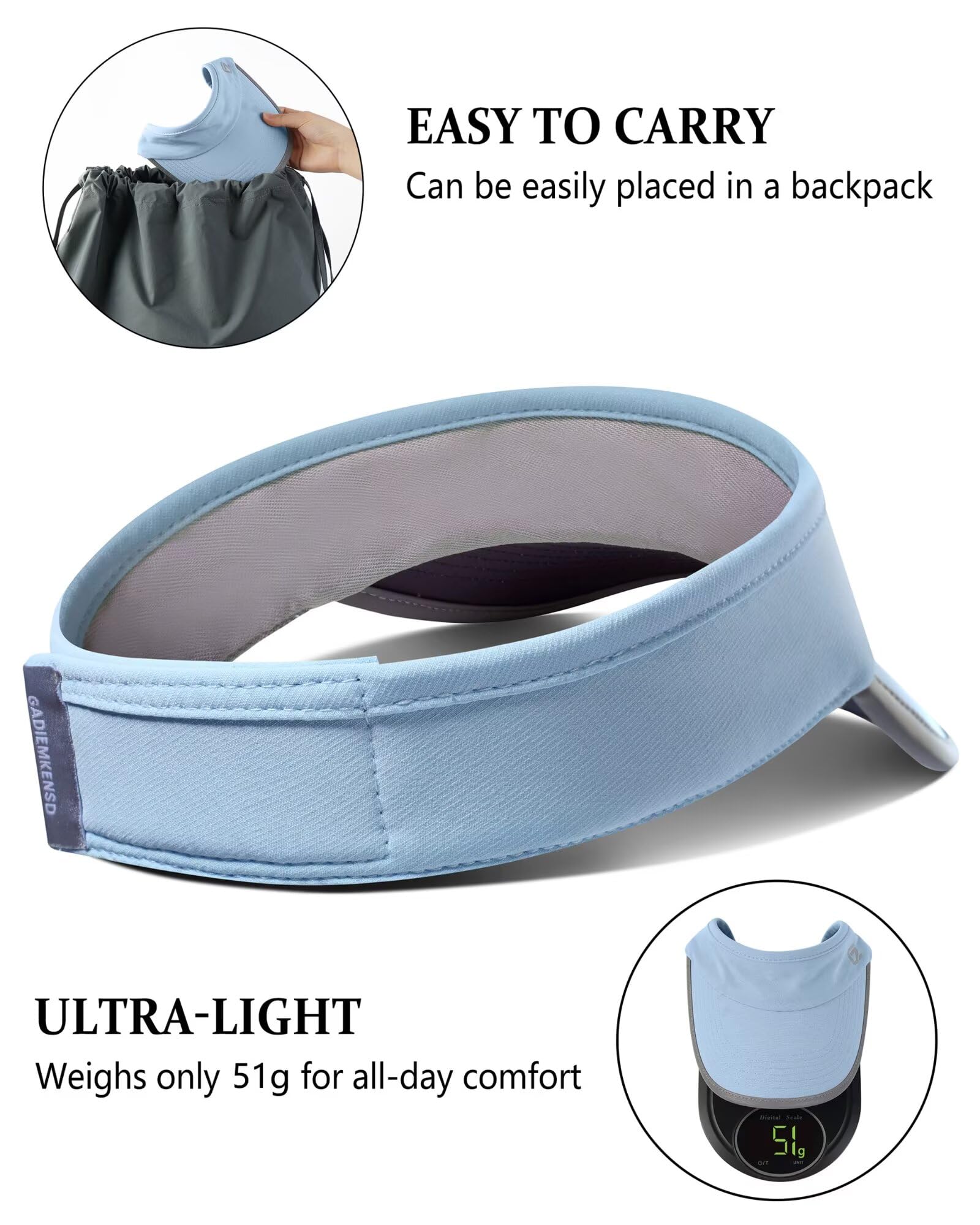 GADIEMKENSD Visera Infantil para el Sol, Gorra UPF 50+ para niñas, Visera Ligera y Reflectante para Correr, Tenis, Golf y Deportes al Aire Libre en Verano