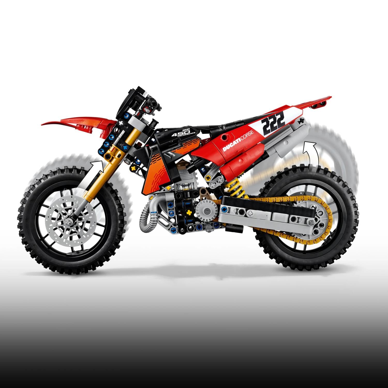 LEGO Technic Moto Ducati Desmo450 MX Factory - Kit di Modellismo - Moto Giocattolo con Motore a Cilindri e Sospensioni - Decorazione Cameretta - Regalo per Bambini da 10 Anni in su da Collezione 42238