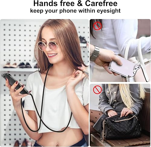 ISOI - Mobile Phone Chain Compatible with Xiaomi Redmi Note 11 Pro 5G, Case with Strap, Transparent Mobile Phone Case for Hanging, Soft TPU Silicone Necklace Protective Case, with Shockproof Airbag - 2