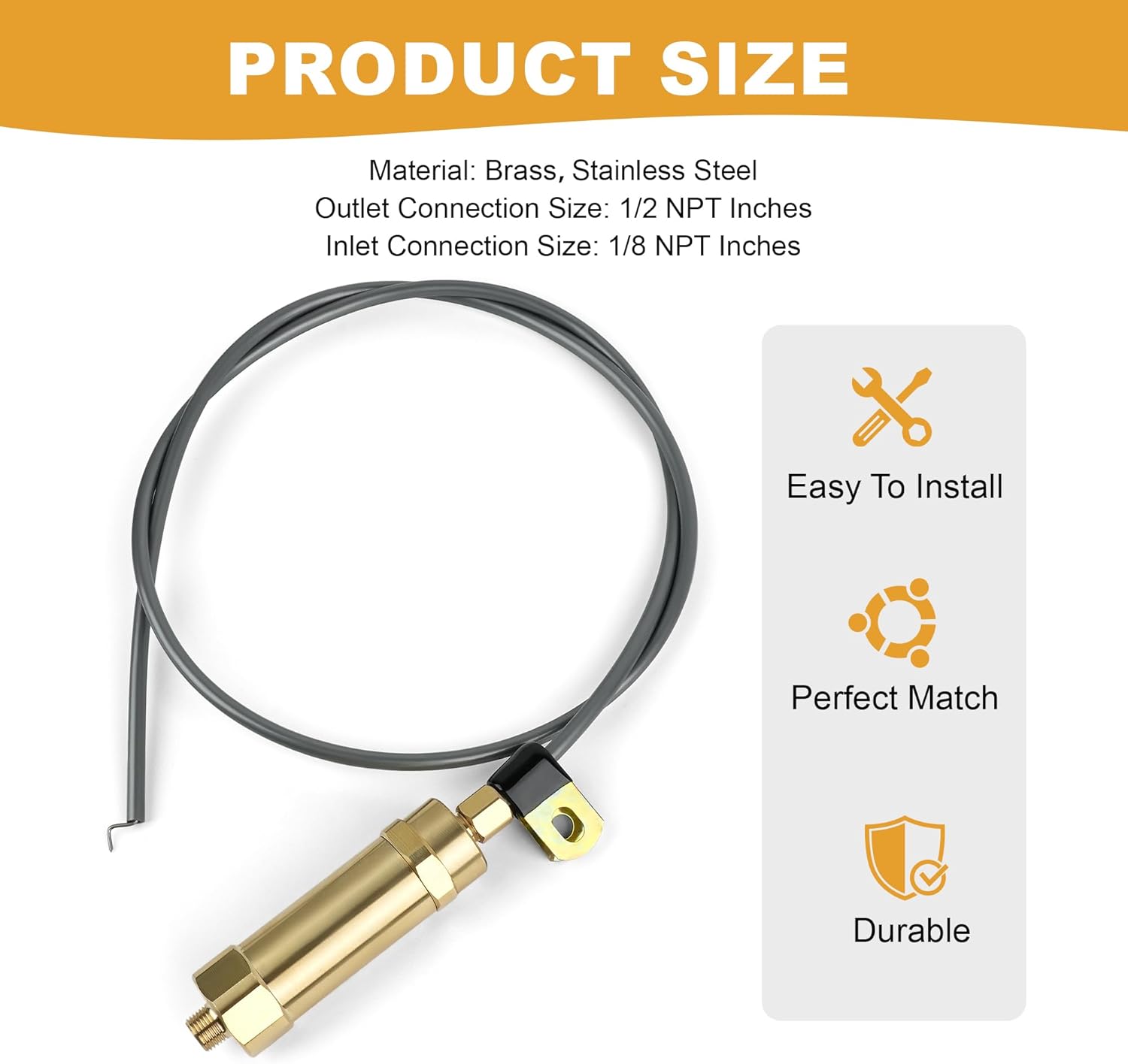 Replacement Throttle Control Mechanism for Ingersoll Rand 23426687, Cable Whip Style (8HP - 13HP Engines, 36" Throttle Control Cable)