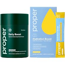 Proper, The Greens Daily Boost Organic Greens Powder + Hydration Sticks Electrolyte Powder Drink Mix Packets with Trace Minerals