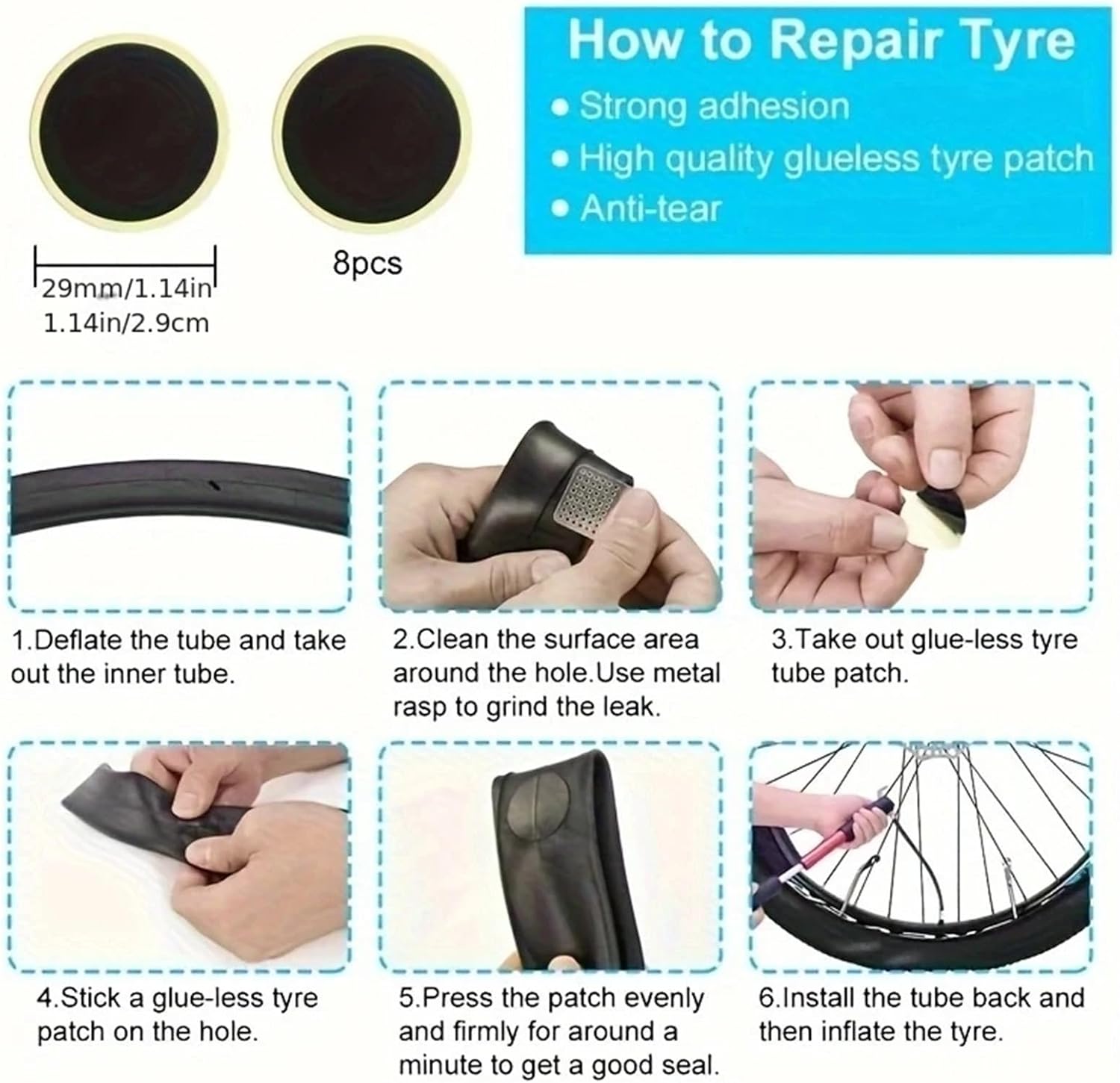 Bike Tool Kit 1/2Set Bicycle Tool Set Air Pump Box Glue-Free Tire Repair Combi