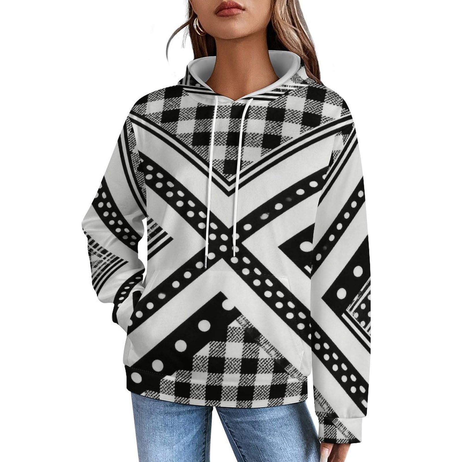 Geometría Clásica En Blanco Y Negroflag Pullover Hoodie Sudadera con Capucha Hoodies For Men Y Mujer Hoodie Sweatshirts Men's Hoodie
