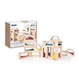 Guidecraft Sensory Rainbow Blocks - 18 pc. Set: 6 Shimmering Water, 6 Sand and 6 Crystal Bead Blocks, Construction Building Toy Set for Kids - Stacking Blocks